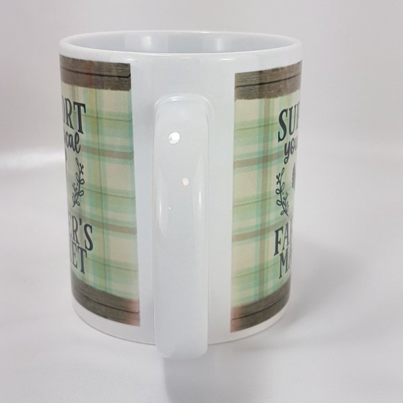 Vintage Statement Mug Teacup Support Your Local Farmers Market Graphic Quote - Picture 4 of 14
